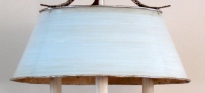 Metalen lampenkap rond blauw
